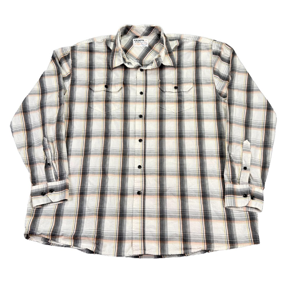 Wrangler‎ Wrancher Men's Pearl Snap Shirt 2XL Plaid Long Sleeve Western Cowboy